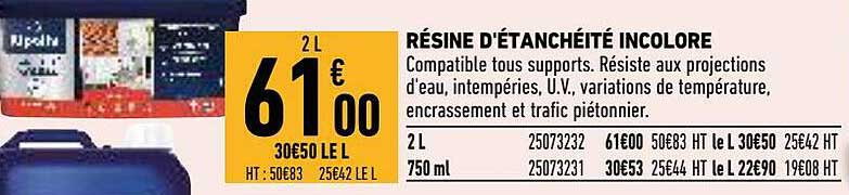 résine d'étanchéité incolore