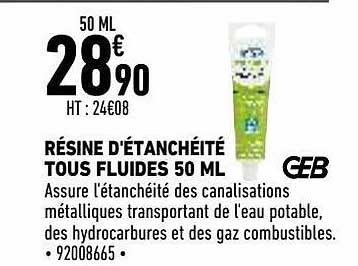 résine d'étanchéité tous fluides 50 ml geb