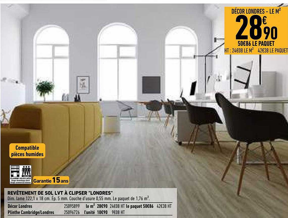 revêtement de sol lvt à clipser "londres"