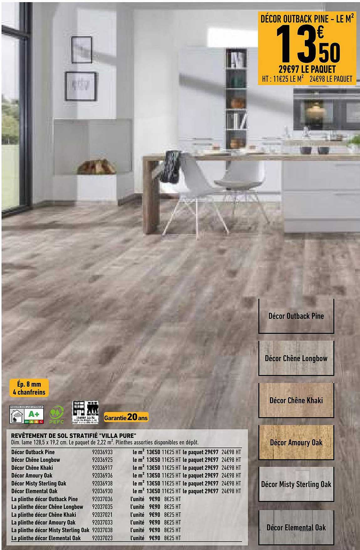 revêtement de sol stratifié "villa pure"