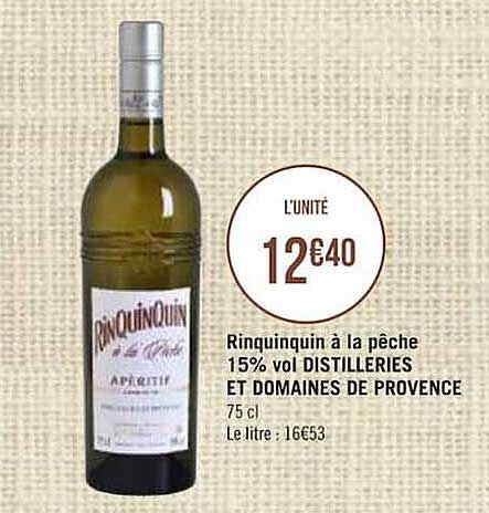 rinquinquin à la pêche 15% vol distilleries et domaines de provence