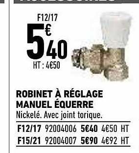 robinet à réglage manuel équerre