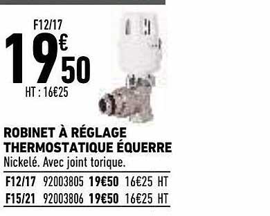 robinet à réglage thermostatique équerre