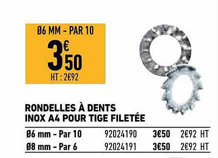 rondelles à dents inox a4 pour tige filetée