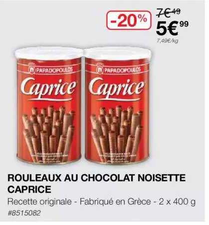 Rouleaux Au Chocolate Noisette Caprice