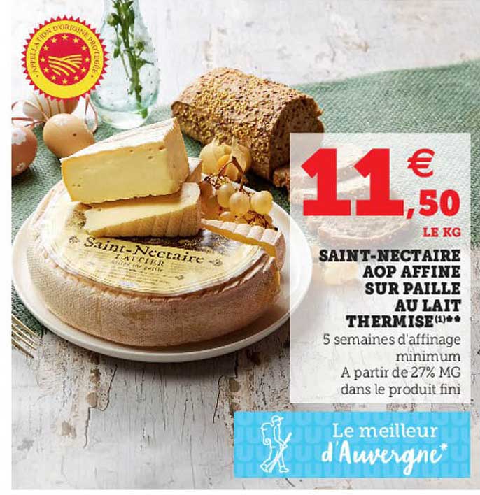 saint-nectaire aop affine sur paille au lait thermisé
