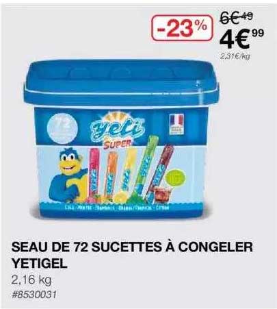 seau de 72 sucettes à congeler yetigel