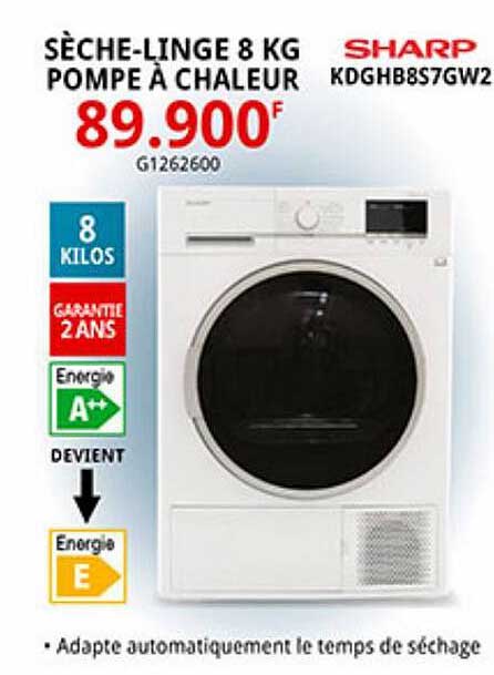 sèche-linge 8 kg pompe à chaleur sharp
