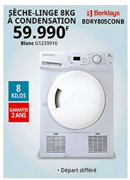 sèche-linge 8kg à condensation berklays