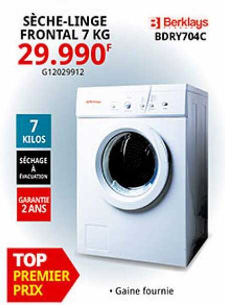 sèche-linge frontal 7 kg berklays