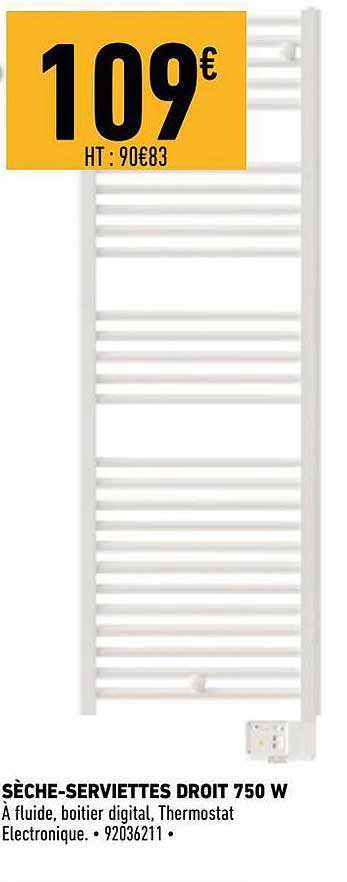 sèche-serviettes droit 750 w