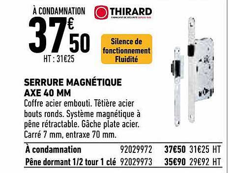 serrure magnétique axe 40 mm
