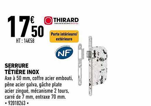 serrure têtière inox