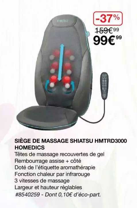 siège de massage shiatsu hmtrd3000 homedics