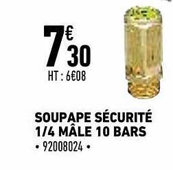 soupape sécurité 1-4 mâle 10 bars