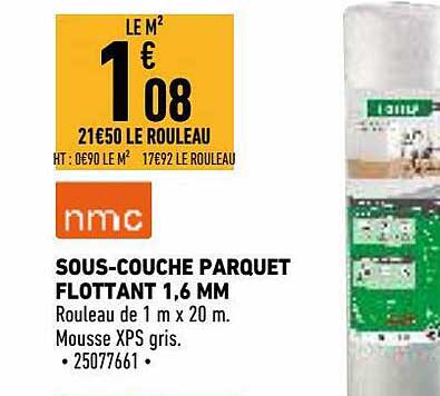 sous-couche parquet flottant 1,6 mm nmc