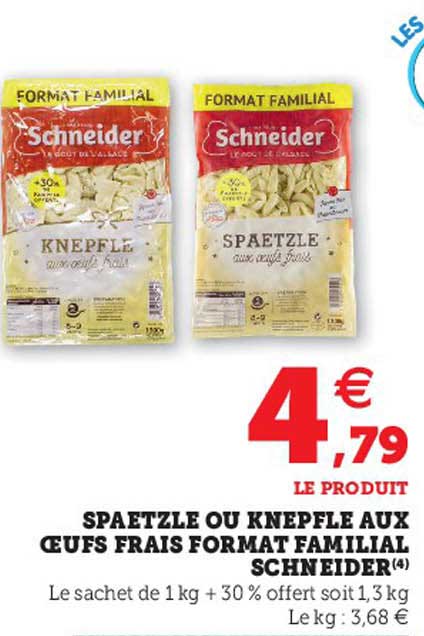 spaetzle ou knepfle aux oeufs frais fromat familial schneider