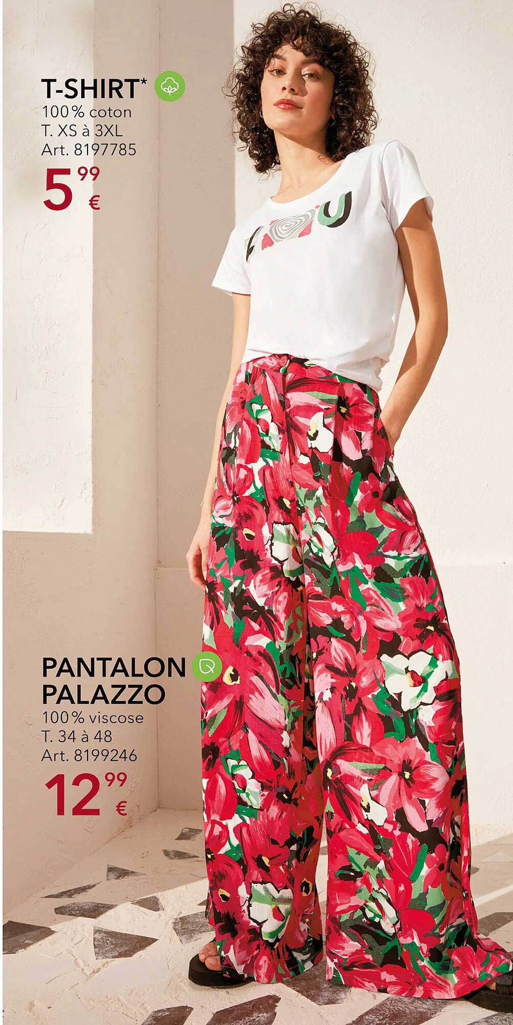 t-shirt, pantalon palazzo