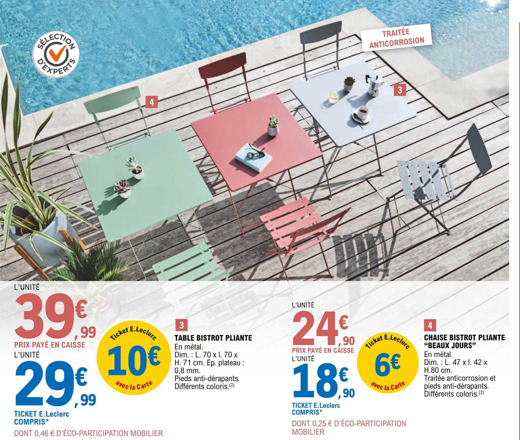 Table Bistrot Pliante, Chaise Bistrot Pliante "beaux Jours"