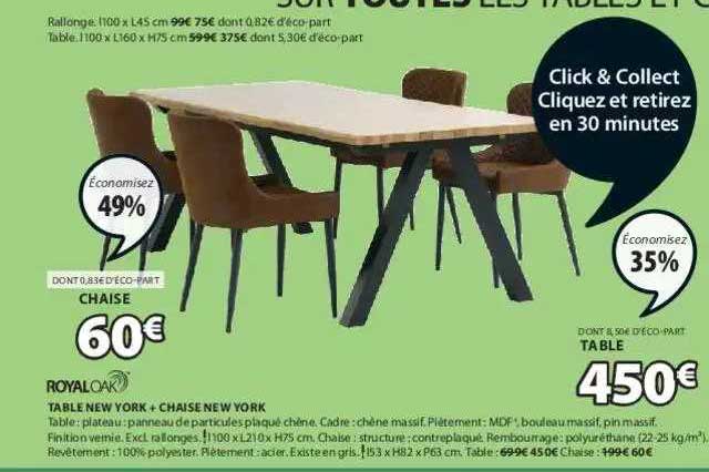table new york + chaise new york royal oak