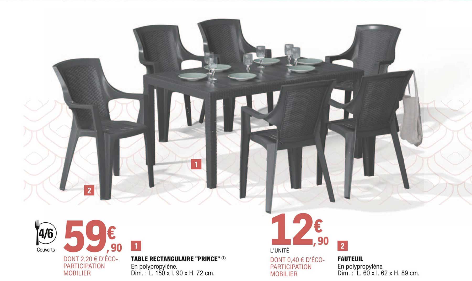 Table Rectangulaire "prince", Fauteuil