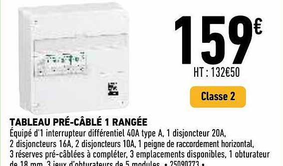 tableau pré-câblé 1 rangée