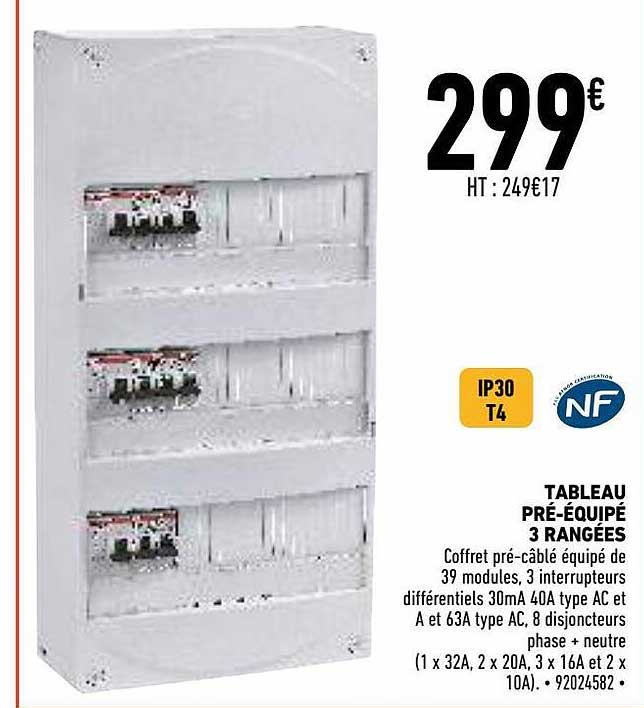 tableau pré-équipé 3 rangées