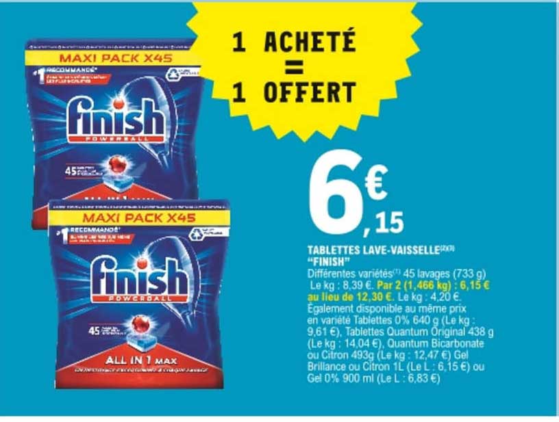 tablettes lave-vaisselle "finish"