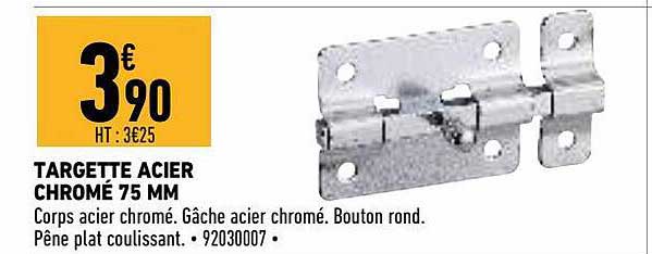 targette acier chromé 75 mm