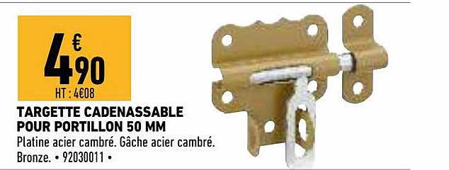 targette cadenassable pour portillon 50 mm