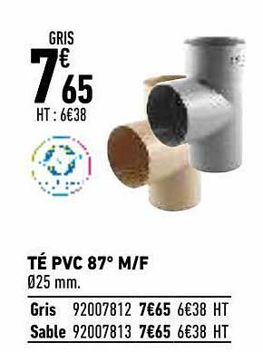 té pvc 87° m-f