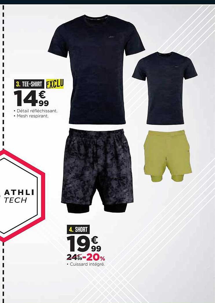 tee-shirt, short athli tech