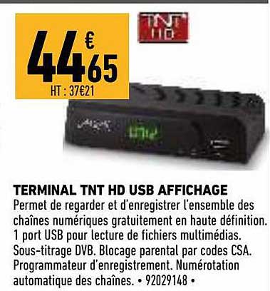 terminal tnt hd usb affichage