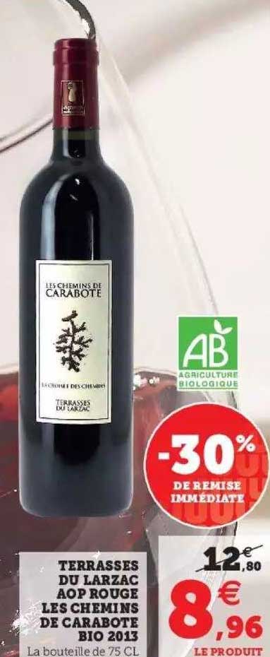 terrasses du larzac aop rouge les chemins de carabote bio 2013