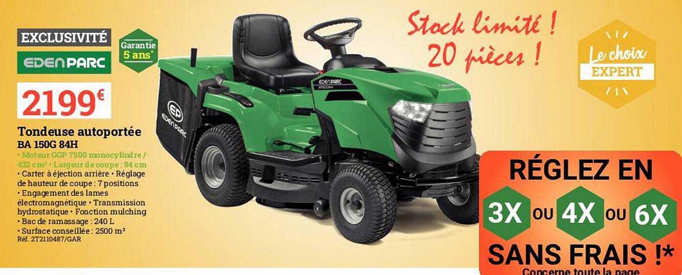 tondeuse autoportée ba 150g 84h edenparc