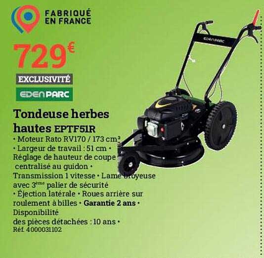 tondeuse herbes hautes eptf51r edenparc