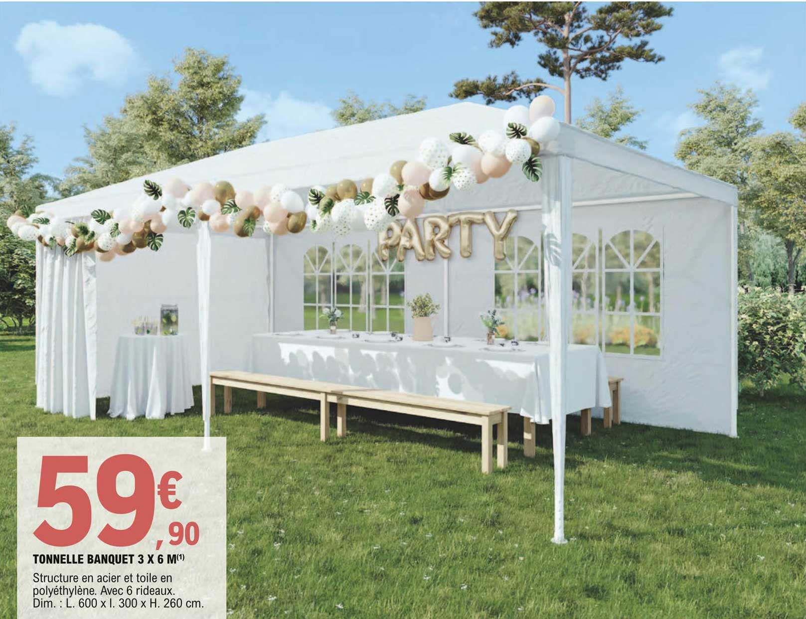 tonnelle banquet 3 x 6 m