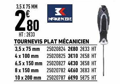 tournevis plat mécanicien