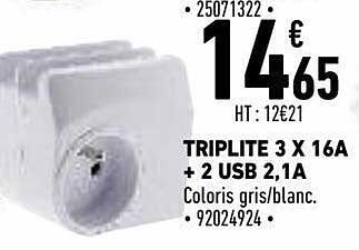 triplite 3 x 16 a + 2 usb 2,4a