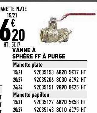 vanne à sphère ff à purge