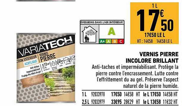 vernis pierre incolore brillant variatech