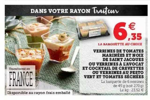 verrines de tomates marinées et noix de saint jacques ou verrines à l'avocat et cocktail de crevettes ou verrines au pesto vert et tomates séchées