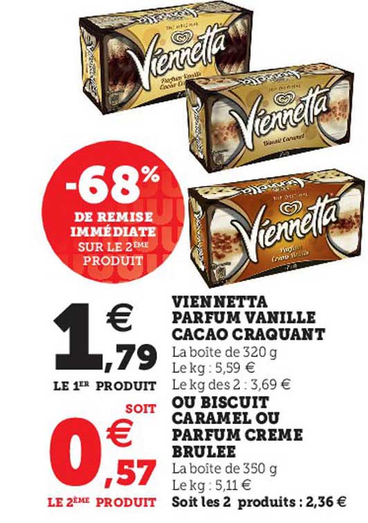 viennetta parfum vanille cacao craquant ou biscuit caramel ou parfum crème brulée