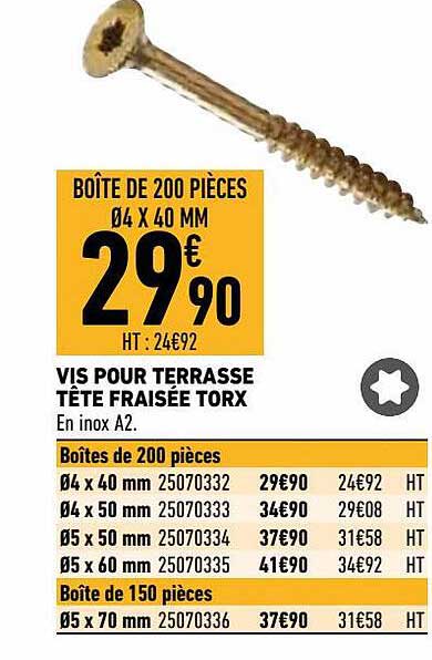 Vis Pour Terrasse Tête Fraisée Torx