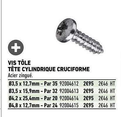 Vis Tôle Tête Cylindrique Cruciforme