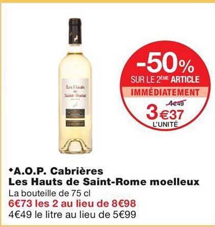 a.o.p. cabrières les hauts de saint-rome moelleux