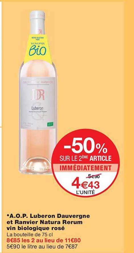 a.o.p. luberon dauvergne et ranvier natura rerum vin biologique rosé