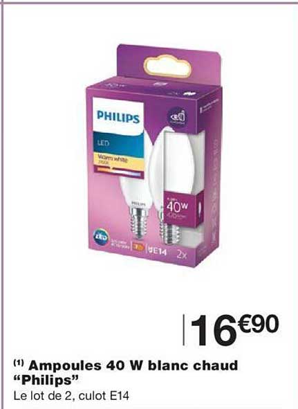 ampoules 40w blanc chaud "philips"