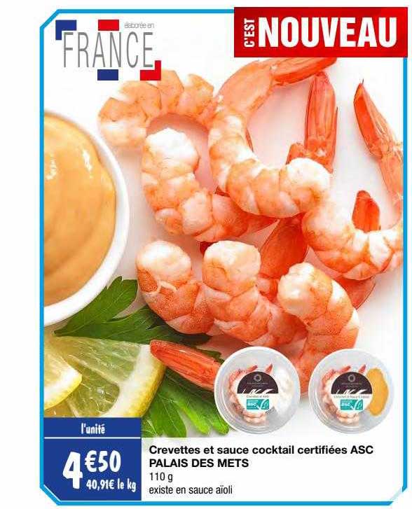crevettes et sauce cocktail certifiées asc palais des mets
