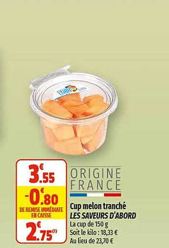 cup melon tranché les saveurs d'abord